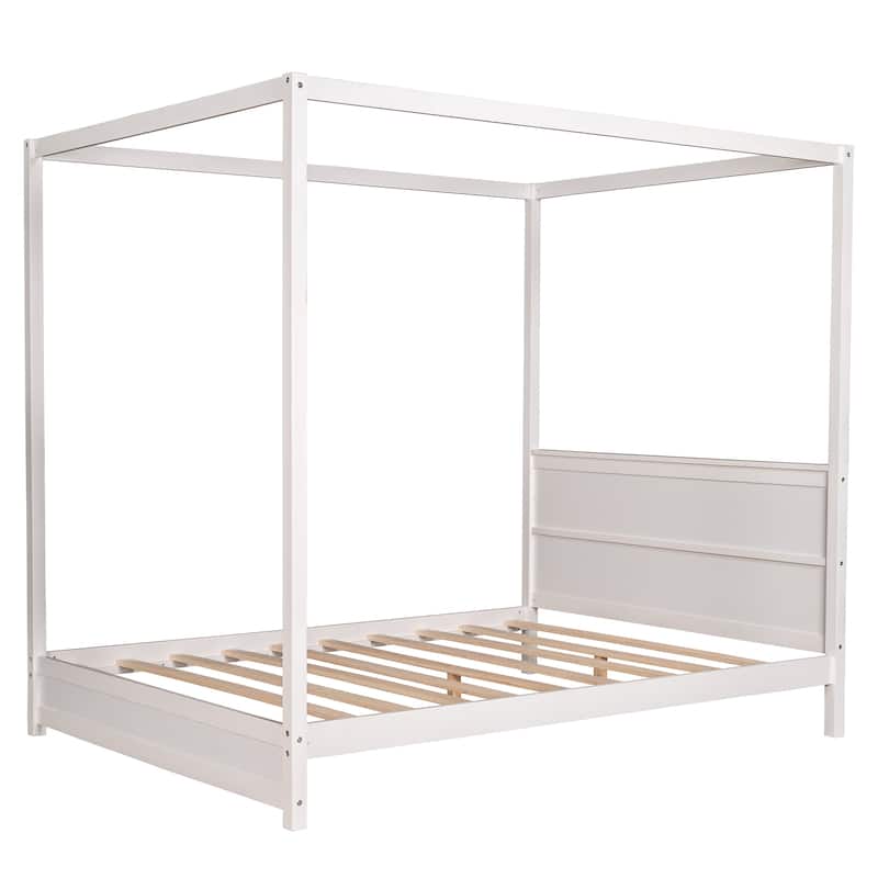 Queen Size Canopy Platform Bed with Headboard and Support Legs, Modern ...