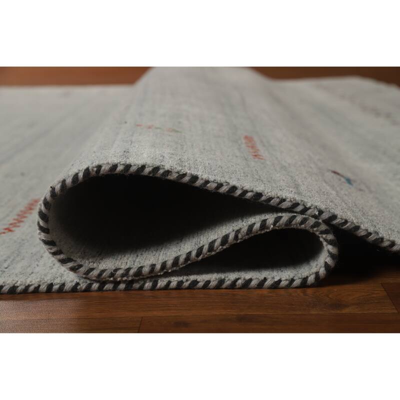 Hand Knotted Oriental 100% Wool Carpet Tribal Tribal Greys & Charcoal Gabbeh Area Rug - 9' 9'' X 8' 0''