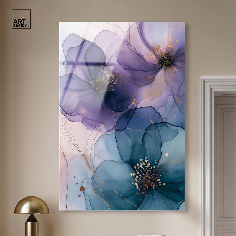 Gilded Cyanescence II Acrylic by Art Remedy, Ready to Hang