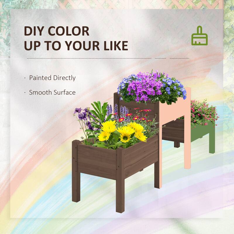 Outsunny 73" x 18" x 32" 3 Box Raised Garden Bed w/ Three Elevated Planters, Freestanding Wooden Plant Stand