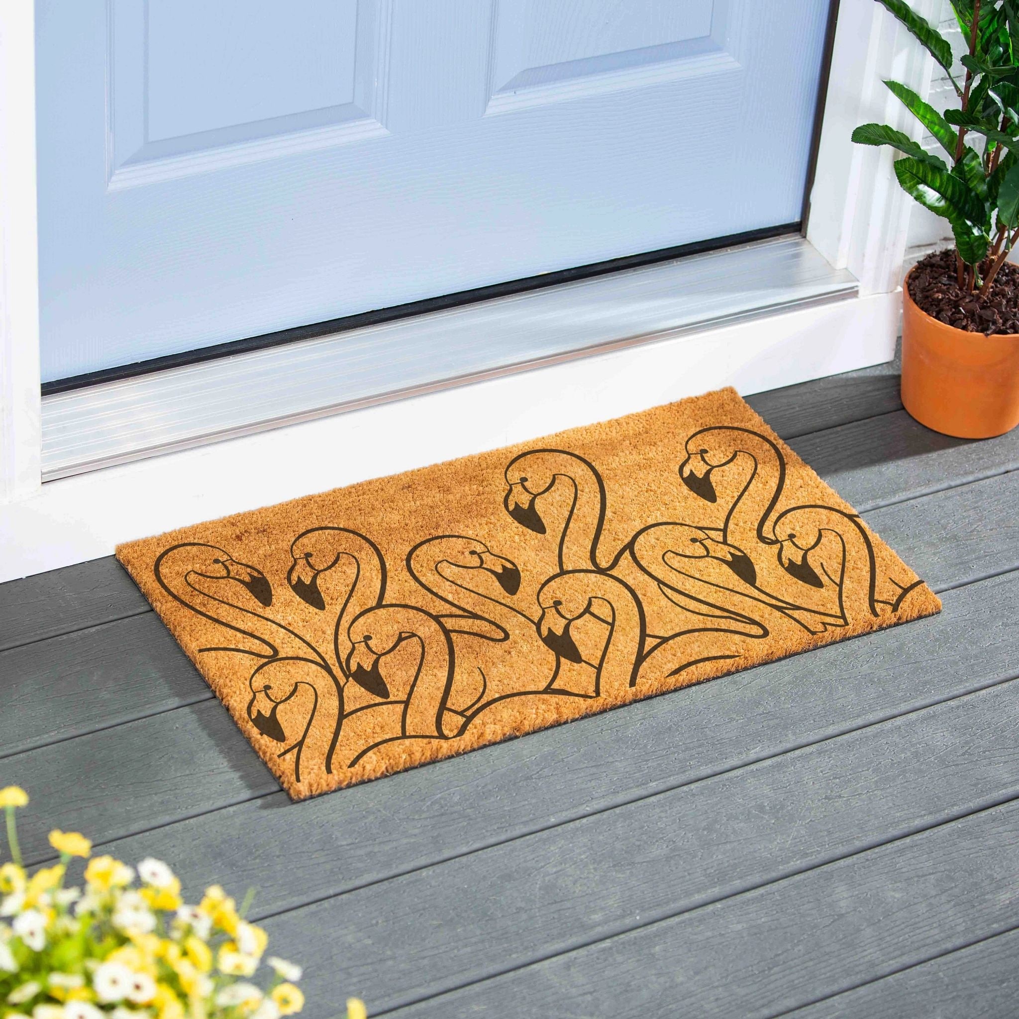 Flamingo Coir Door Mat, 28" x 16" - 28" x 16"