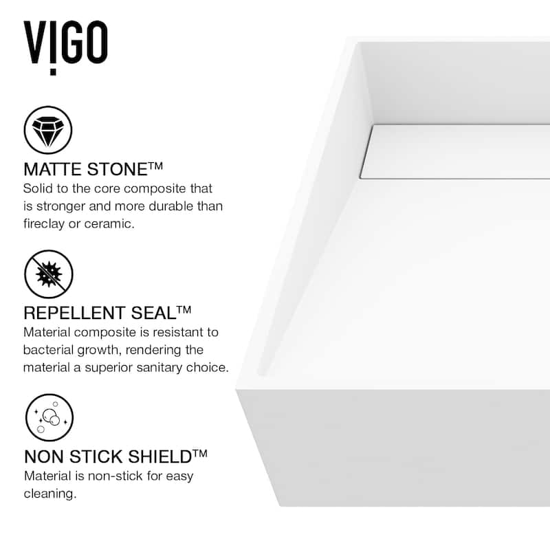 VIGO Starr 15"L x 15"W MatteStone Vessel Sink and Niko 11"H Faucet Set