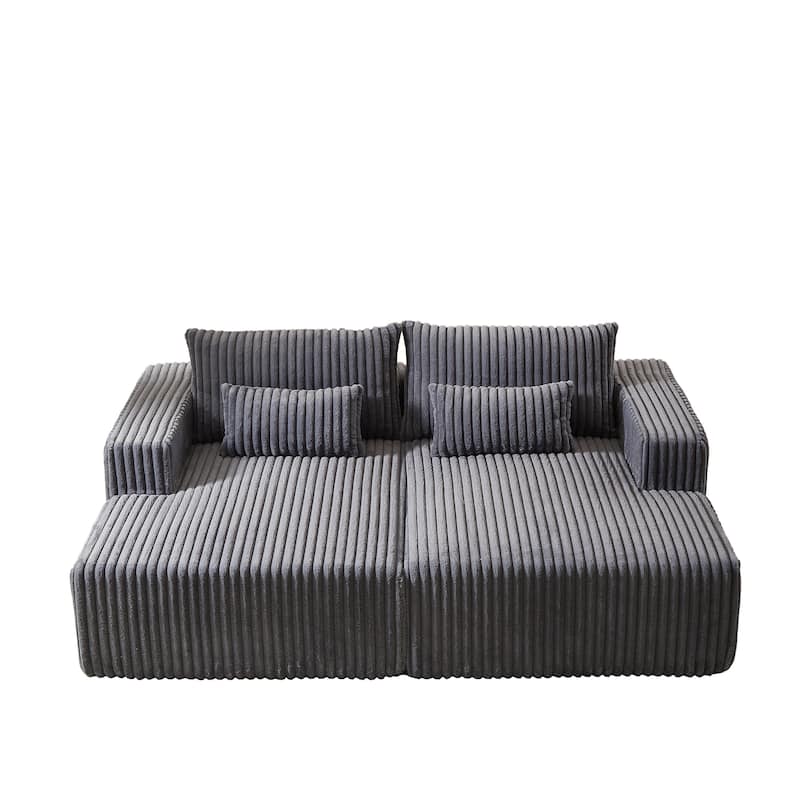 Grey Modern 87" Cloud Plush Loveseat Sectional Lounge Sleeper Chaise Sofa with Pillows for Living Room