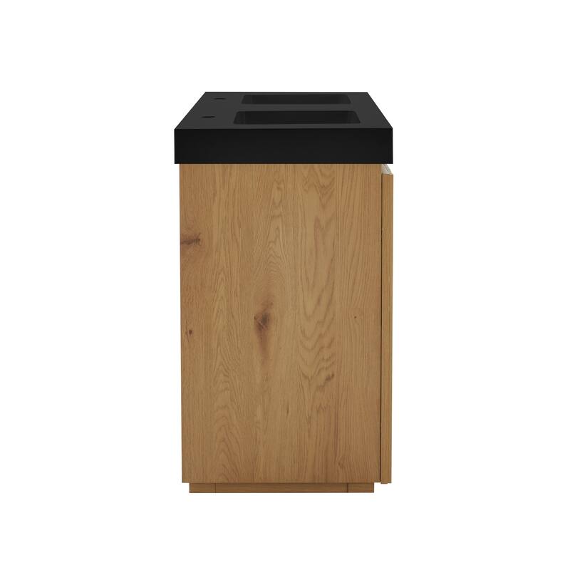 GDFStudio - Galan 60" Freestanding Bathroom Vanity with Quartz Sink, Solf Close Doors, Open Storage Shelf, NO Drain & Faucet