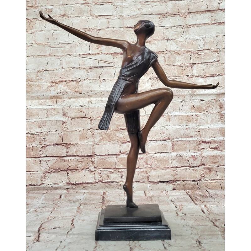 Bronze Art Deco Dancer Sculpture – Numbered Signed Elegant Ballerina Statue
