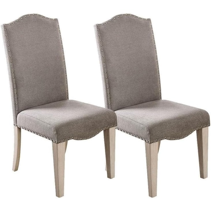 Farmhouse Gray Finish Camel Back Design Side Chairs Set