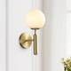 preview thumbnail 1 of 8, 1-light Glass Globe Wall Sconce Brass