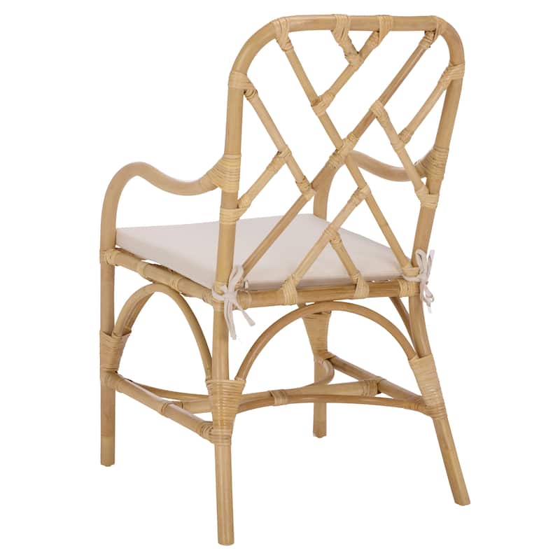 SAFAVIEH Home Olala Rattan Arm Dining Chair - 23"W x 20"D x 37"H