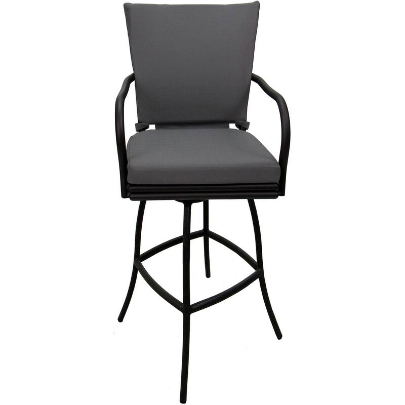 Outdoor or Indoor Counter 26", 30" or Extra Tall 34" Bar Stool - Ofir - Dark Gray Linen - Black - Bar Height