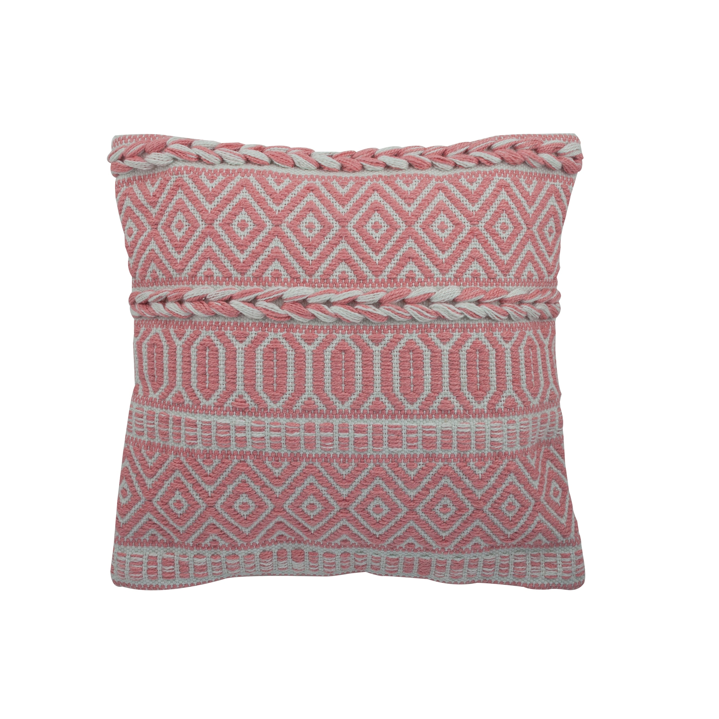 Amelia Collection Pink and White Damask Print Decorative Accent Throw Pillow