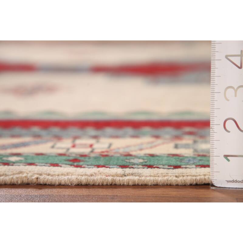 Kazak Area Rug Hand-Knotted Oriental Beige Wool Carpet - 5'0" x 6'10"