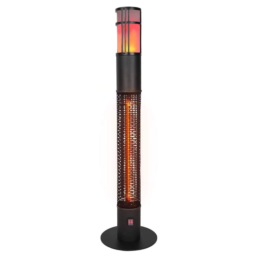 Star Patio Outdoor Freestanding Electric Patio Heater with LED Flame Light，Column Outdoor Heater - 11.02"*11.02"*43.3"