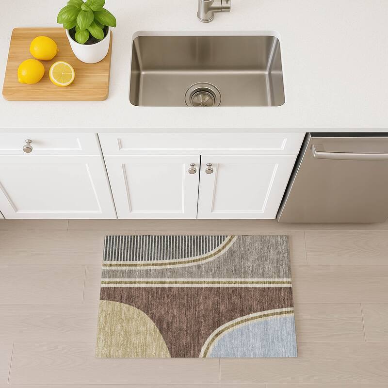 Machine Washable Indoor/ Outdoor Contemporary Keely Chantille Rug
