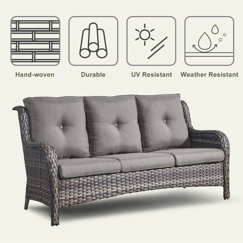 Propane Fire Pit Table with Patio Sofa Chair Set - Grey