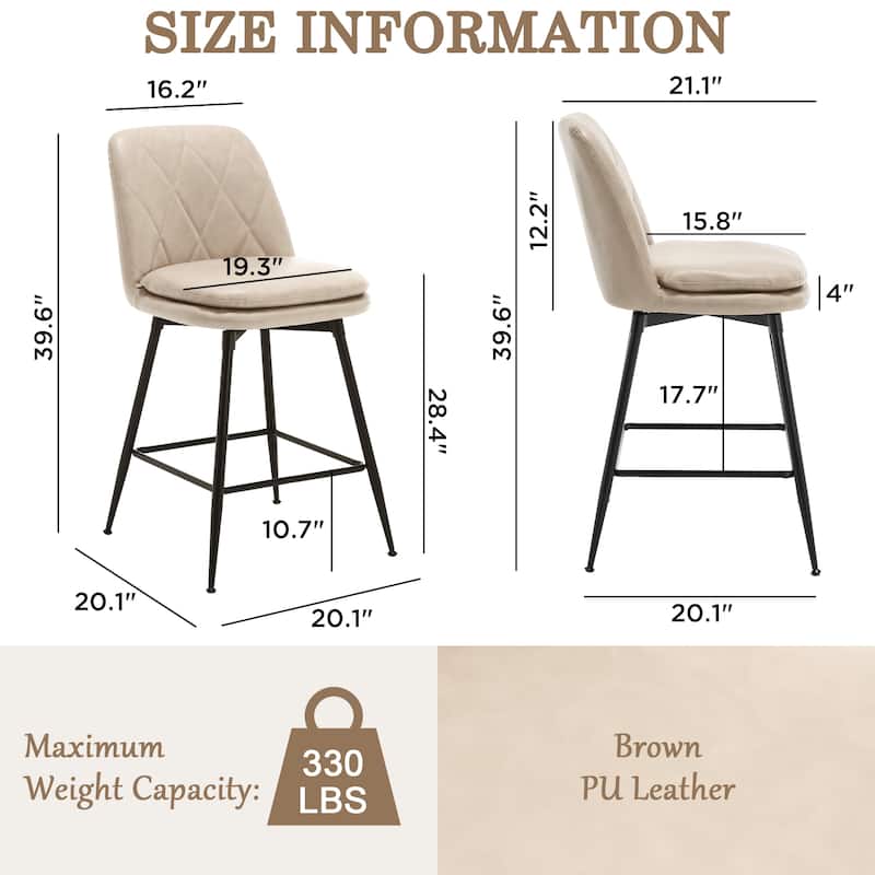 26"/29" Faux Leather Swivel Counter and Bar Height Stools (Set of 4)