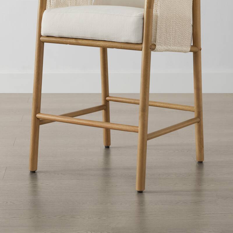 Lynn Counter Height Bar Stool with Braid Wood Arm Set of 2