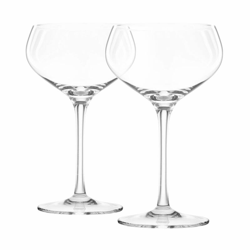 Final Touch Set of 2 Coupe Lead Free Crystal Glasses - 10 oz