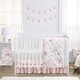 preview thumbnail 1 of 4, Sweet Jojo Designs Pink, Grey & White Shabby Chic Watercolor Floral Collection Baby Girl 4-piece Bumperless Crib Bedding Set