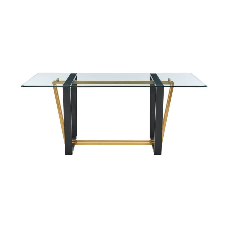 Kai Anastasia 5 Piece Rectangular Glass Dining Table Set with Metal Frame and Upholstered Chairs
