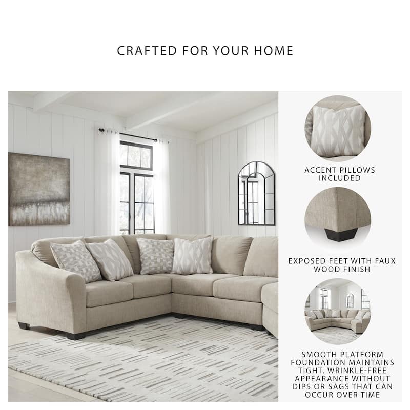 Signature Design by Ashley Brogan Bay Beige 3-Piece Sectional with Cuddler