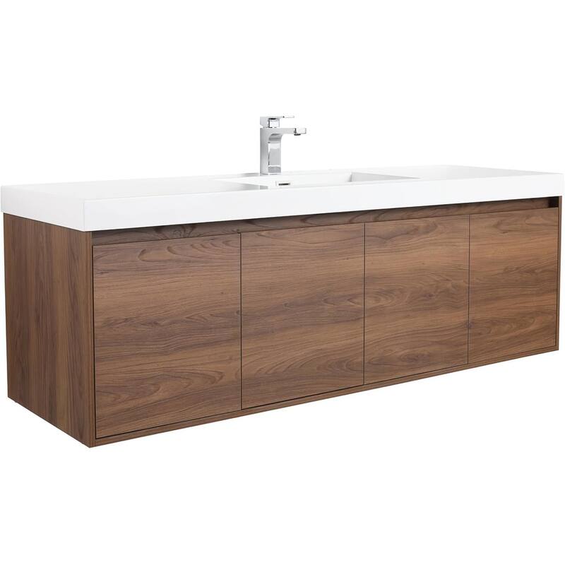 Blossom 60" Wall Mount Vanity with Single Acrylic Sink, Modern Design