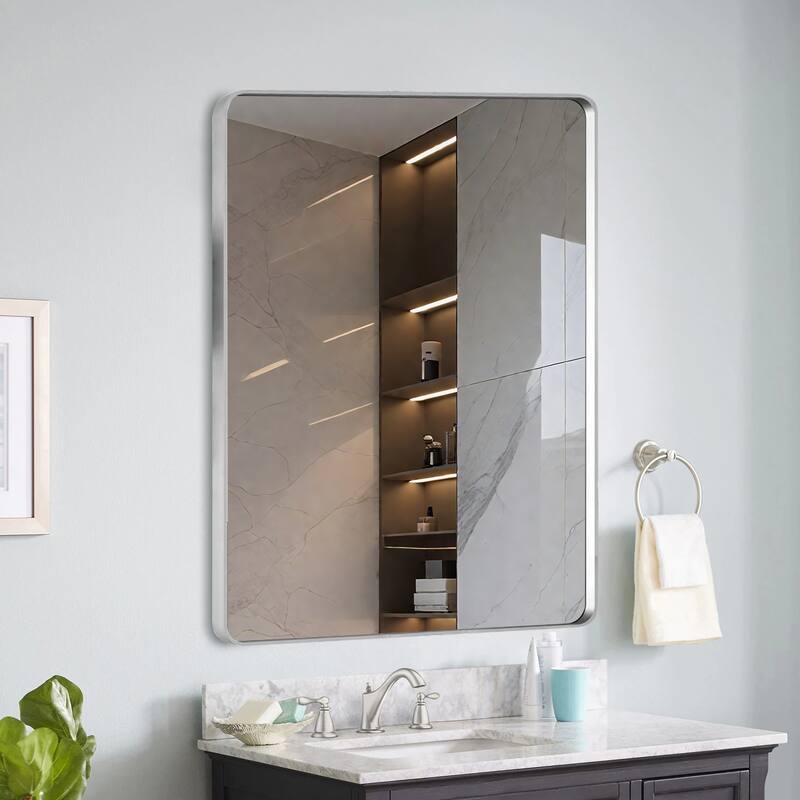 20x30 Inch Brushed Nickel Aluminium Frame Bathroom Mirror