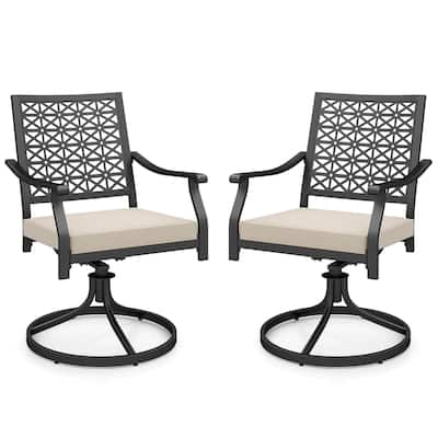 Costway 2 PCS Outdoor Swivel Chairs Patio Dining Chairs with Padded - See Details