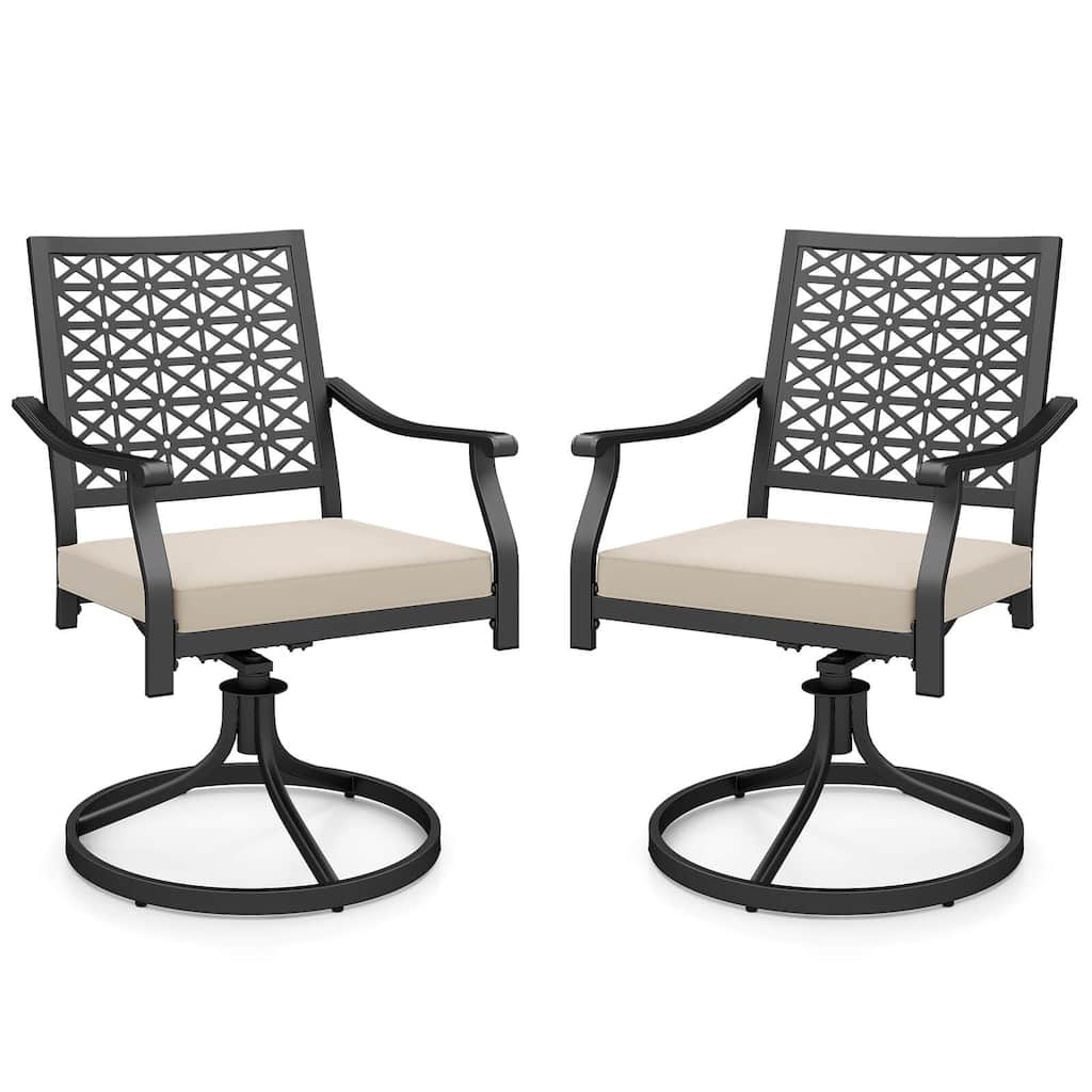 Costway 2 PCS Outdoor Swivel Chairs Patio Dining Chairs with Padded - See Details