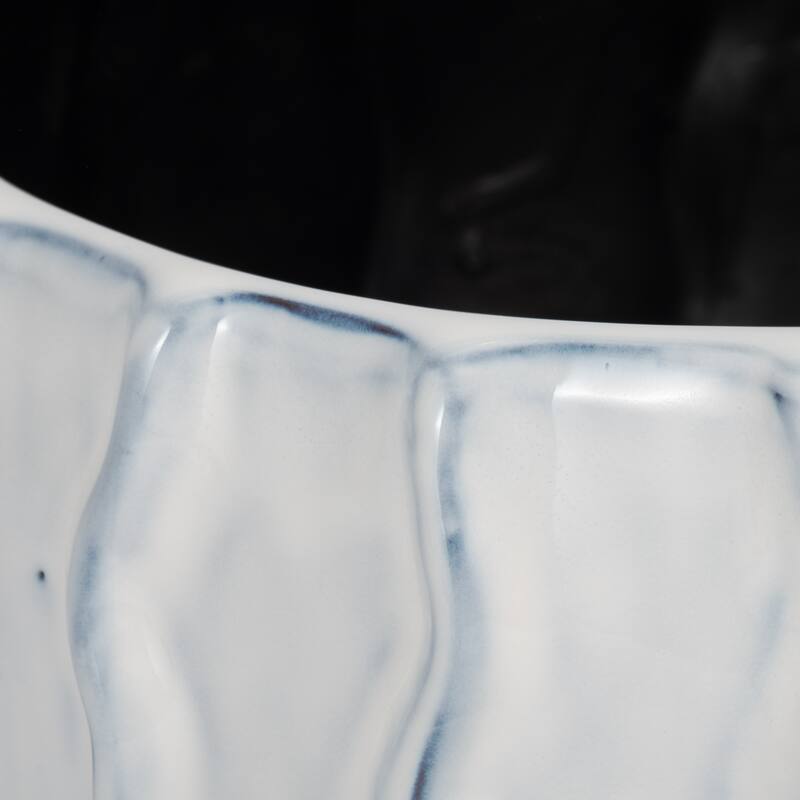 Coastal Ceramic Sea Urchin Decorative Bowl - 11", White & Blue - 11.0"