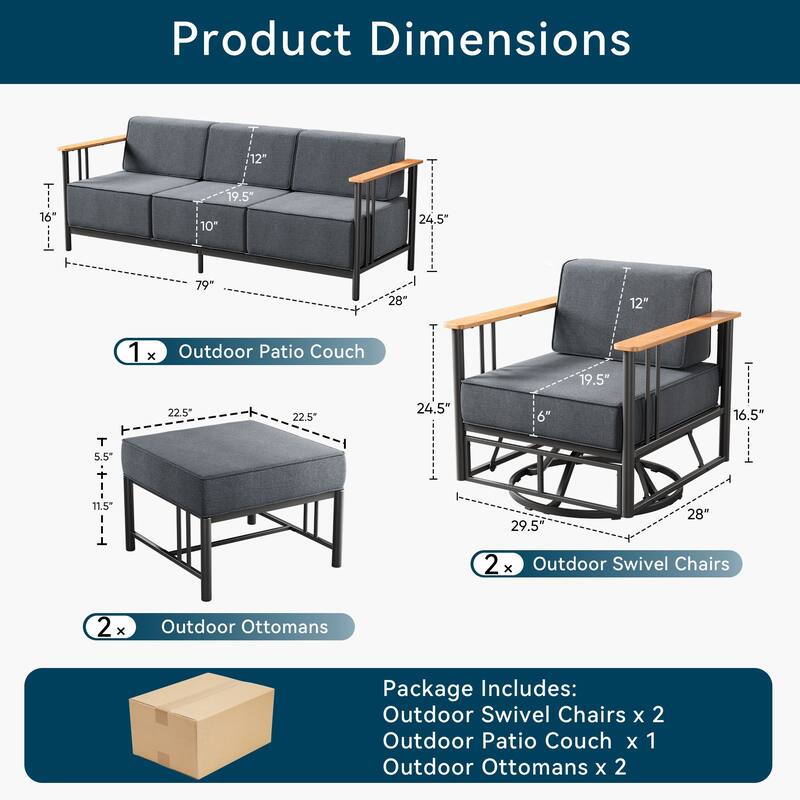 Outdoor Patio Funiture Set with Extra-Thick Seat cushion