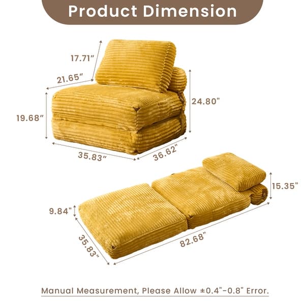 dimension image slide 0 of 7, OVIOS Corduroy & Plush Foldable ​Sleeper Sofa