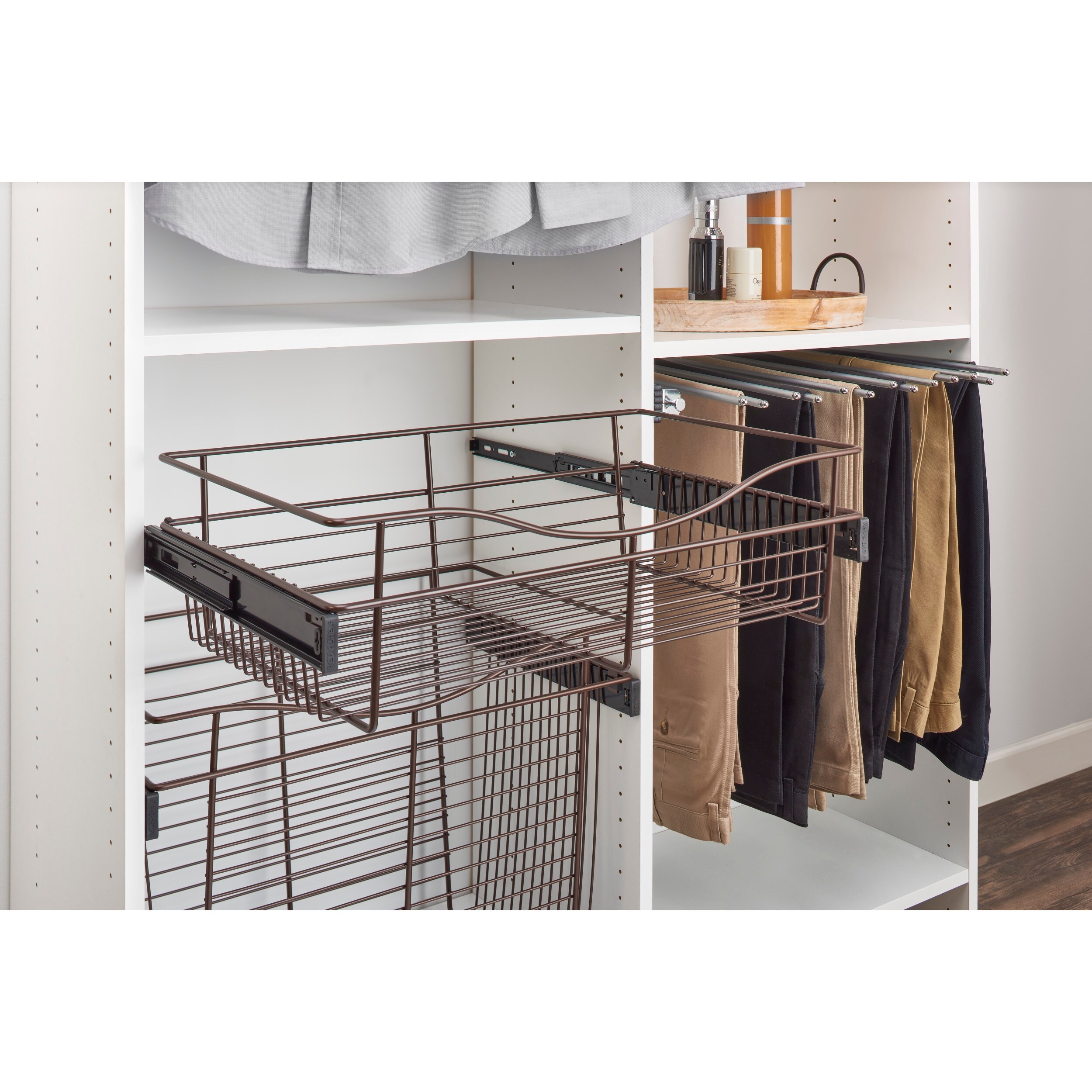 Shop 30 In Oil Rubbed Bronze Closet Pullout Basket Overstock 31764917