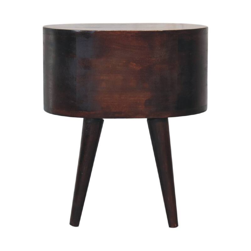 HomeRoots 21" Walnut Solid Wood Oval Two Drawer Nightstand