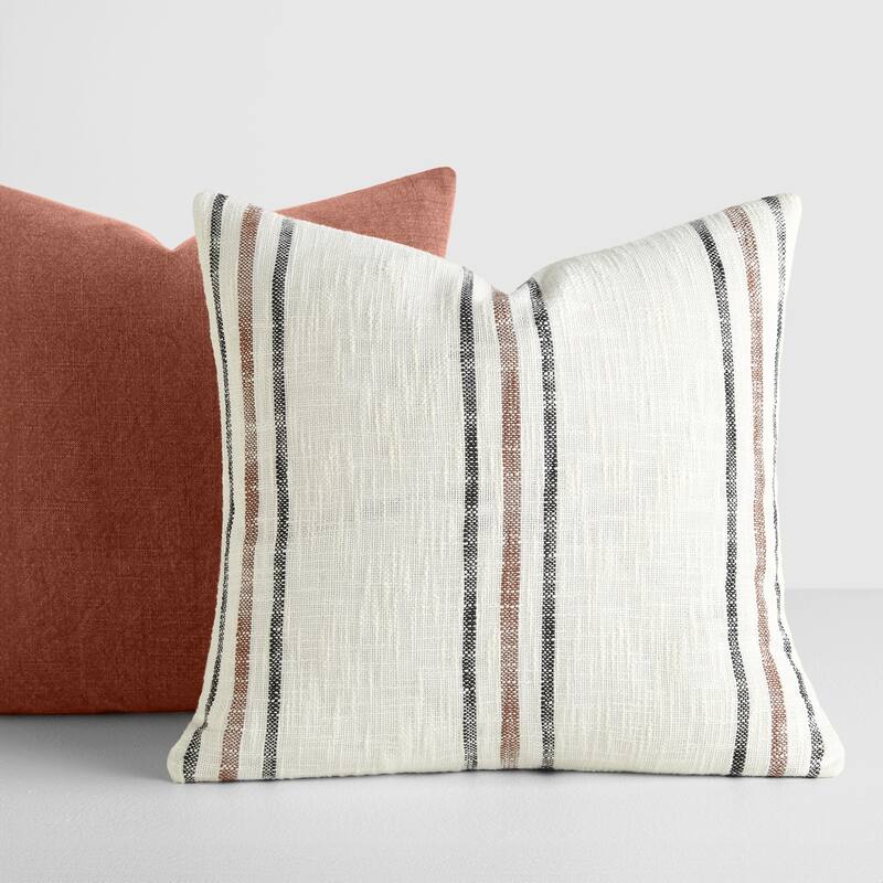 2-Pack Yarn-Dyed Patterns Decor Throw Pillows in Yarn-Dyed Framed Stripe / Solid