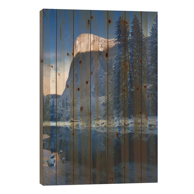 El Capitan And Merced River In Winter, Yosemite National Park, California Print On Wood by Tim Fitzharris - Multi-Color - 40x26x1.5