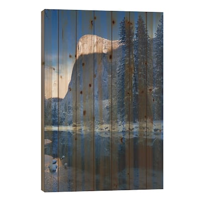 El Capitan And Merced River In Winter, Yosemite National Park, California Print On Wood by Tim Fitzharris - Multi-Color