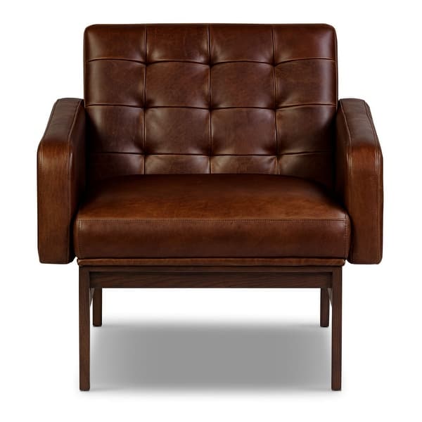 slide 2 of 14, Poly & Bark Herstal Full-Grain Genuine Italian Leather Lounge Chair Oscuro Brown