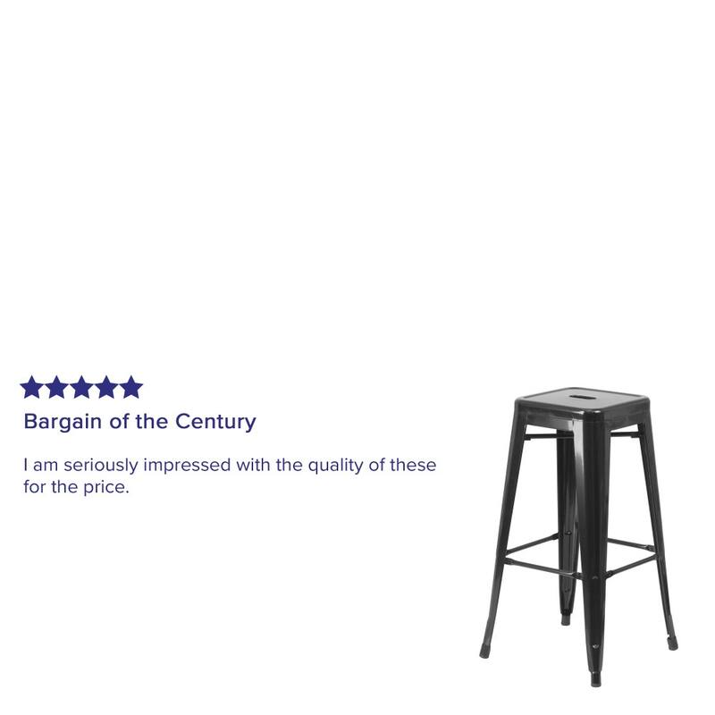 4 Pack 30" High Backless Metal Indoor-Outdoor Barstool with Square Seat