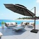 preview thumbnail 10 of 35, Luxury Patio Cantilever Umbrella with Round Double Top