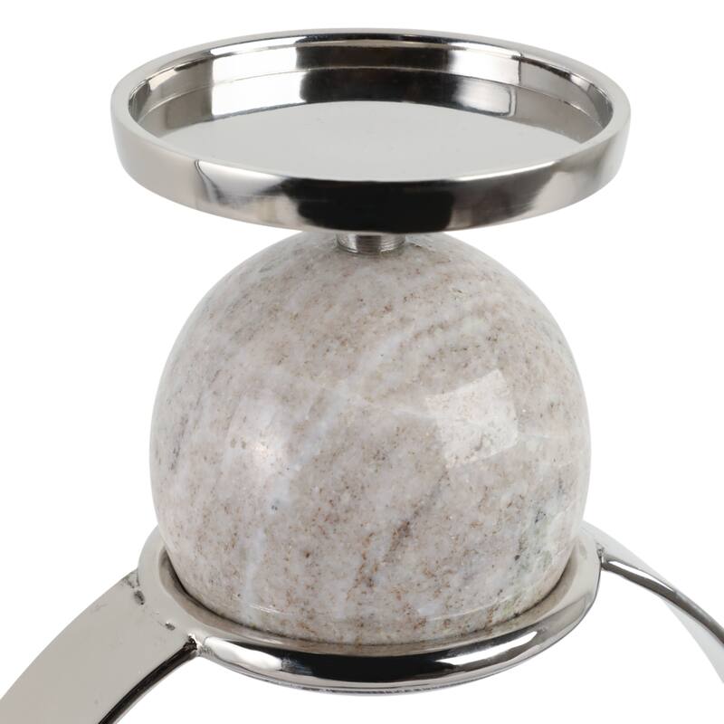 Candle Holder - Metal with Marble Sphere