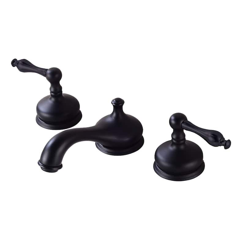 Black Brass Widespread Bathroom Faucet 2 Handle Luxurious Belle Antique Design with Drain Renovators Supply
