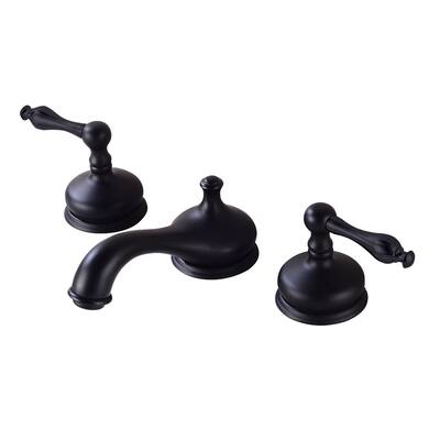 Black Brass Widespread Bathroom Faucet 2 Handle Luxurious Belle Antique Design with Drain Renovators Supply
