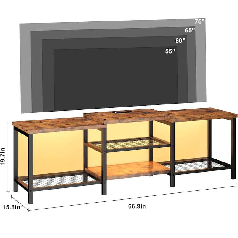 66.9" Entertainment Center TV Stand with Power Outlet for Living Room - N/A