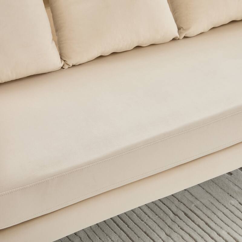 53.7" W Loveseat Sofa,Modern Velvet Sofa Couch with Pillows and Metal Legs