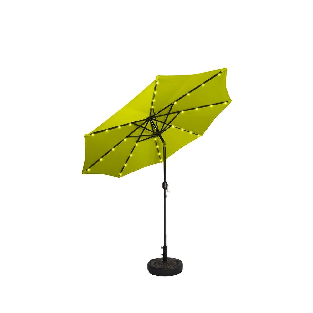 9' Solar Lighted Patio Umbrella with Bronze Base