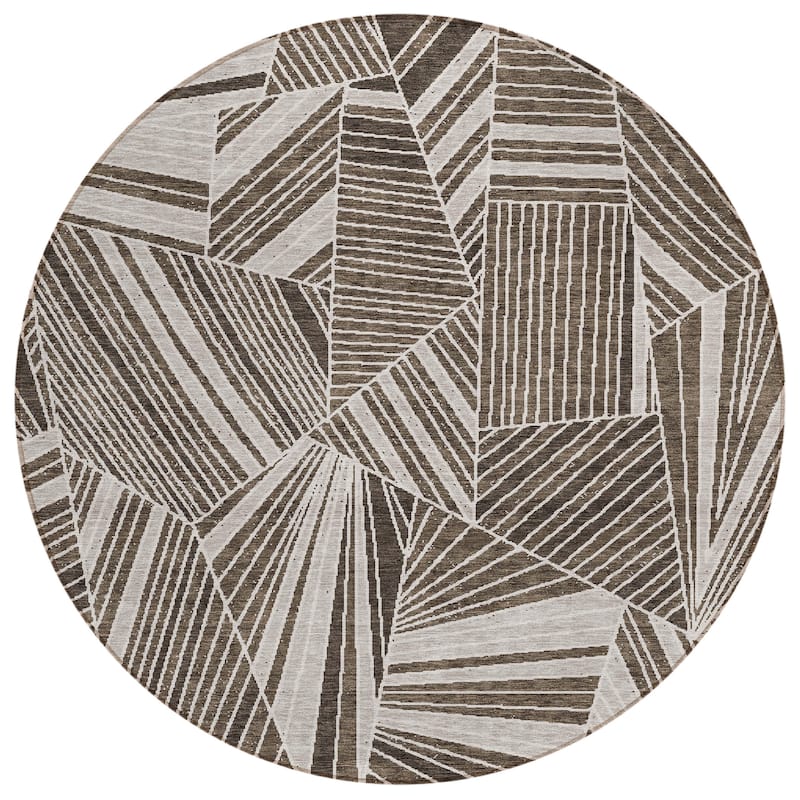 Machine Washable Indoor/ Outdoor Chantille Modern Mosaic Rug