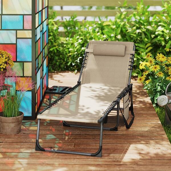 Cushion Folding Chaise Lawn Chair Patio Chaise Chaise Lounge