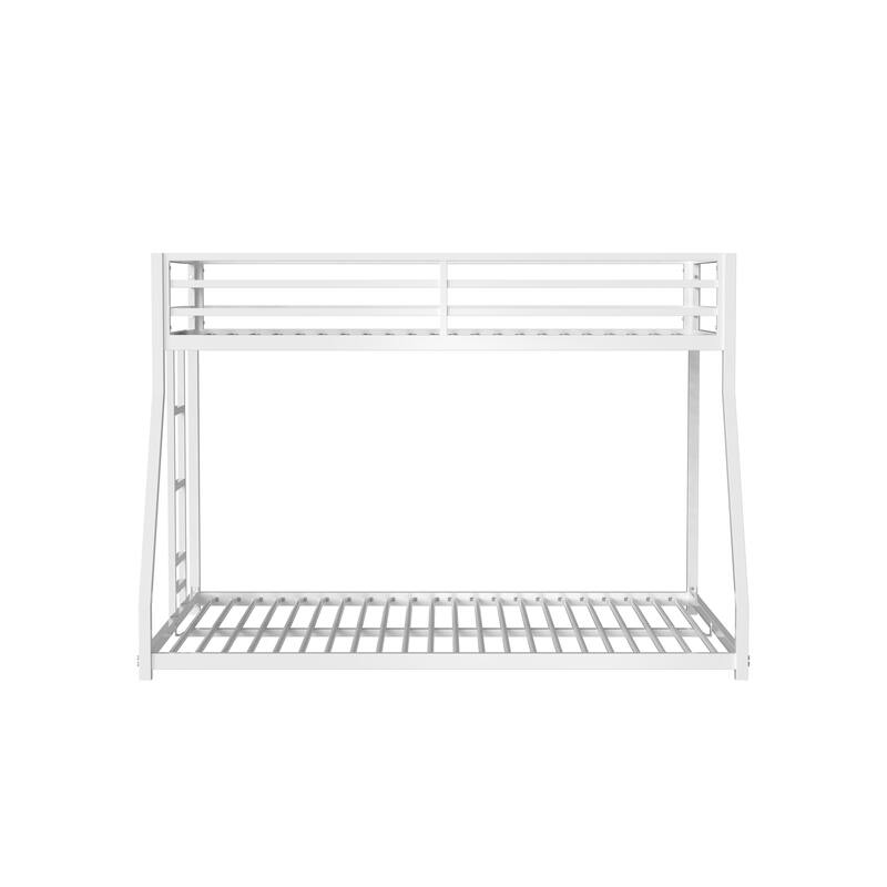 Twin-over-Full Metal Bunk Bed with Guardrails, Stable Ladder and No Box Spring Needed