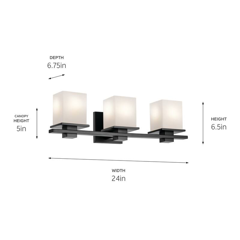 Kichler Lighting Tully 24 in. 3-Light Black Vanity Light - 24 in