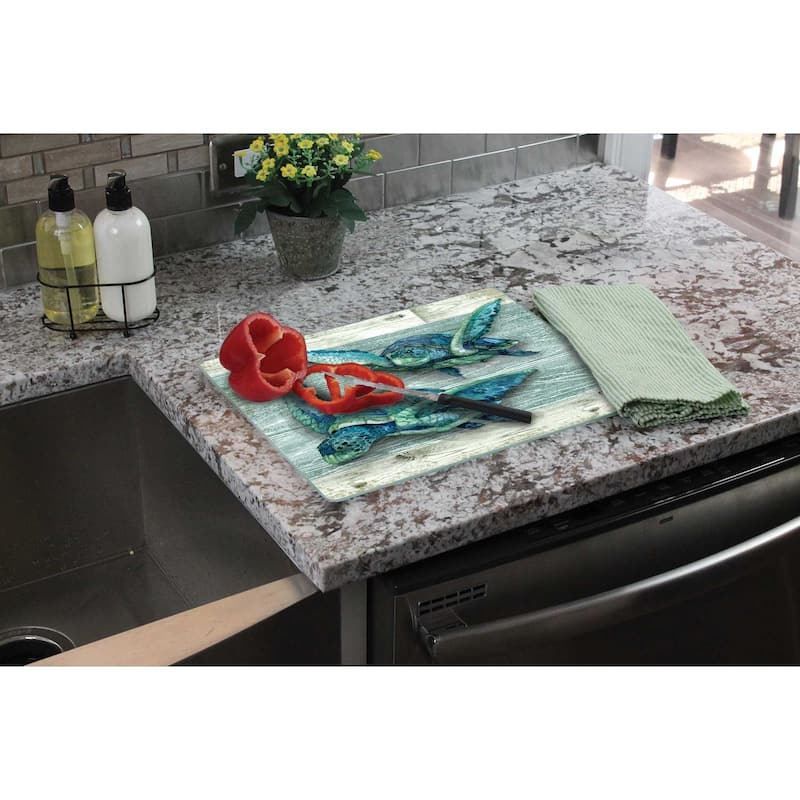 Counterart Glass Cutting Board Counter Saver 12"x15" , Northpoint Turtles - 12x15x.219